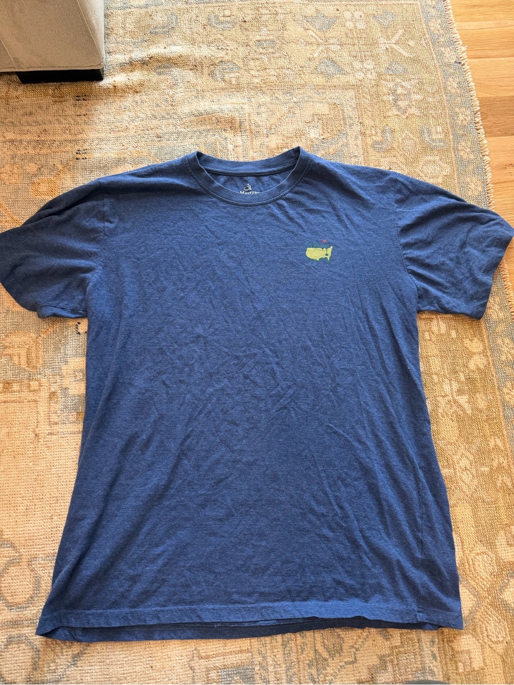 Masters Navy Heather Short Sleeve Crew with Green Chest Logo